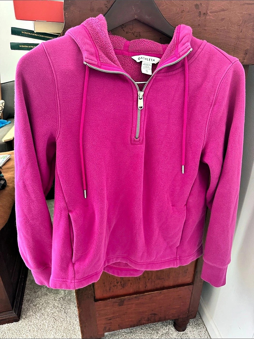 Athleta Forever Fleece 1/2 Zip Hoodie Pink XS